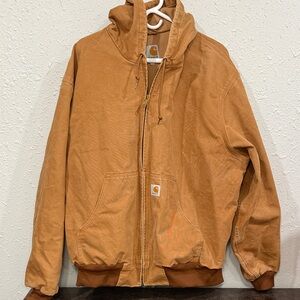 Carhartt Jacket Mens 2XL Brown Hooded Full Zip Workwear Made in USA J131BRN